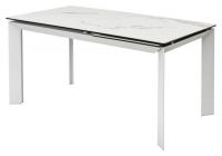 Стол CREMONA 140 HIGH GLOSS STATUARIO Белый мрамор глянцевый, керамика/ белый каркас, ®DISAUR