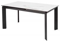 Стол CREMONA 140 HIGH GLOSS STATUARIO Белый мрамор глянцевый, керамика/ черный каркас, ®DISAUR
