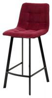 Полубарный стул CHILLI-QB SQUARE винный #16, велюр / черный каркас (H=66cm) М-City