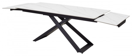Стол LIVORNO 180 MATT WHITE MARBLE SOLID CERAMIC / BLACK, ®DISAUR