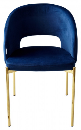 Стул AGNES BLUVEL-86 NAVY BLUE, золотой каркас М-City