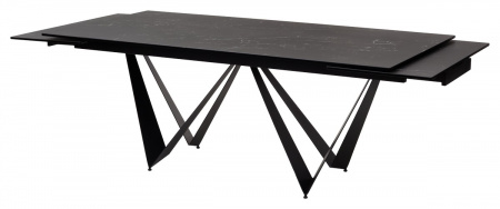Стол RIETI 200 NERO KL-116 Черный мрамор матовый, итальянская керамика/ черный каркас, ®DISAUR