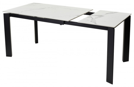 Стол CORNER 120 GLOSS STATUARIO WHITE SOLID CERAMIC / BLACK, ®DISAUR