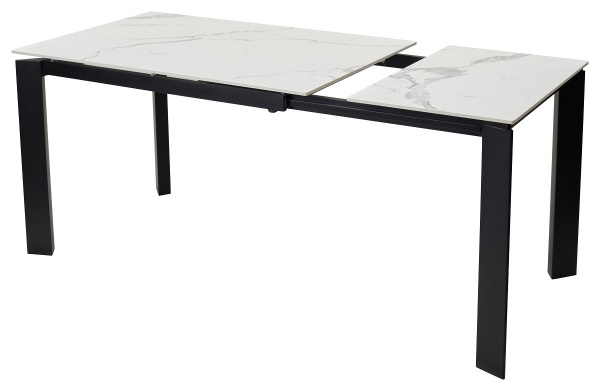 Стол CORNER 120 GLOSS STATUARIO WHITE SOLID CERAMIC / BLACK, ®DISAUR