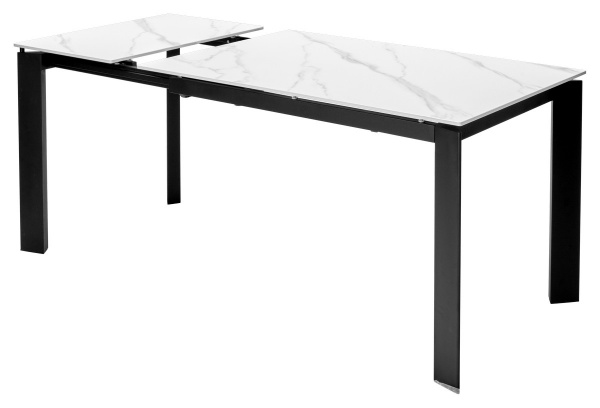 Стол CORNER 120 MATT WHITE MARBLE SOLID CERAMIC / BLACK, ®DISAUR