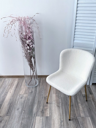 Стул RIYA UF992-01 Белый, teddy / золотой каркас М-City