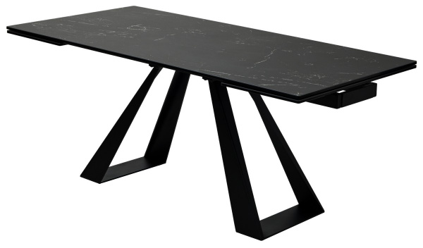 Стол FONDI 180 MARBLES NERO KL-116 Черный мрамор матовый, итальянская керамика/ черн.каркас, ®DISAUR
