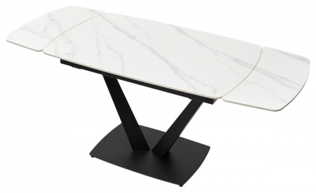 Стол ALATRI 120 MATT WHITE MARBLE SOLID CERAMIC / BLACK, ®DISAUR
