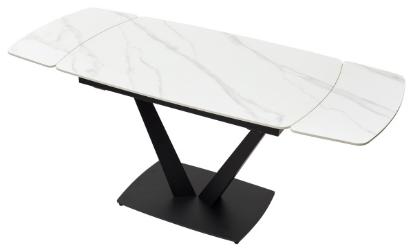 Стол ALATRI 120 MATT WHITE MARBLE SOLID CERAMIC / BLACK, ®DISAUR