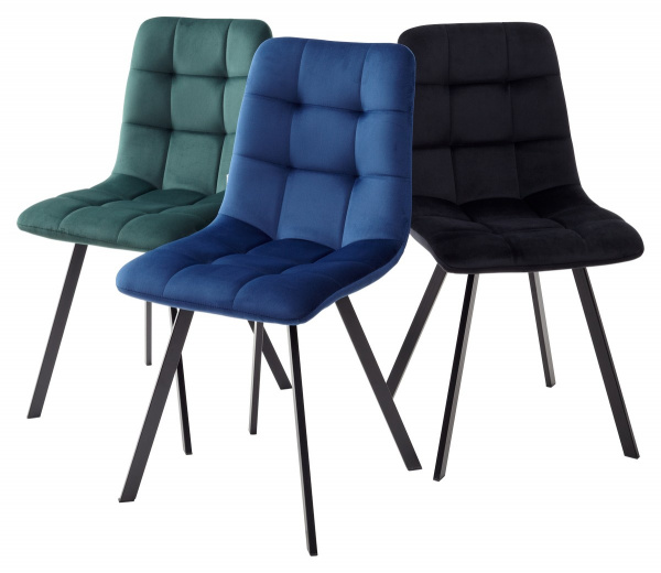 Стул CHILLI SQUARE BLUVEL-78 GREEN, велюр / черный каркас, М-City