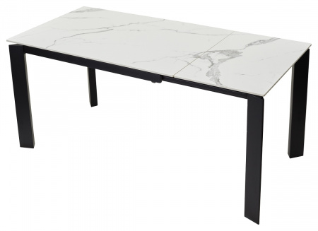 Стол CORNER 120 GLOSS STATUARIO WHITE SOLID CERAMIC / BLACK, ®DISAUR