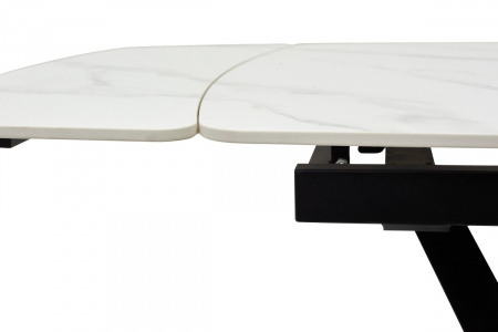 Стол ALATRI 120 MATT WHITE MARBLE SOLID CERAMIC / BLACK, ®DISAUR