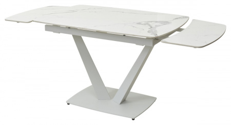 Стол ALATRI 120 GLOSS STATUARIO WHITE SOLID CERAMIC / WHITE, ®DISAUR