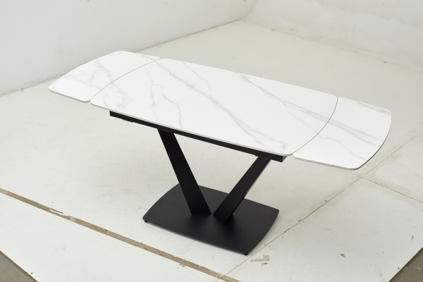Стол ALATRI 120 MATT WHITE MARBLE SOLID CERAMIC / BLACK, ®DISAUR