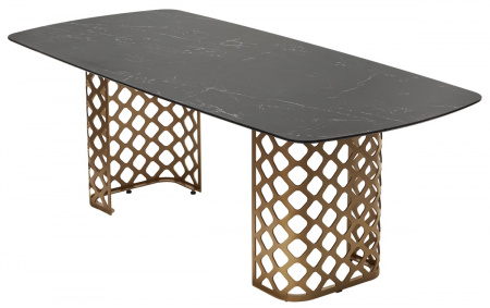 Стол CHIAVARI 220 KL-116 Черный мрамор матовый, итальянская керамика / бронзовый, ®DISAUR