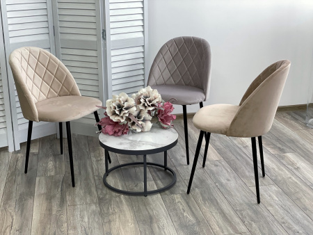 Стул НИРВАНА, цвет светло-бежевый B-02, велюр / черный каркас М-City
