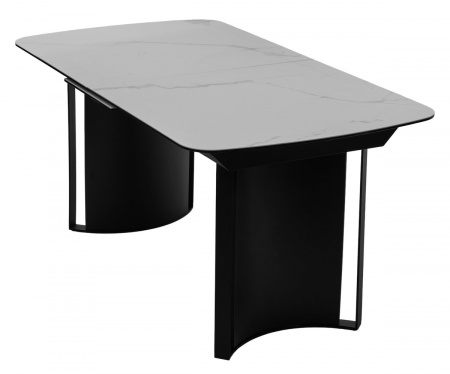 Стол RASMUS 160 TL-45 Белый мрамор, испанская керамика / черный каркас, ®DISAUR