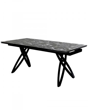Стол PALERMO 180 TL-128 Испанская керамика черный контрастный мрамор / черный каркас, ®DISAUR