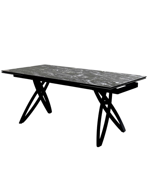 Стол PALERMO 180 TL-128 Испанская керамика черный контрастный мрамор / черный каркас, ®DISAUR
