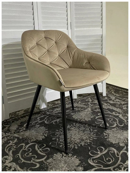 Стул BREEZE BLUVEL-40 BEIGE, велюр / черный каркас, М-City