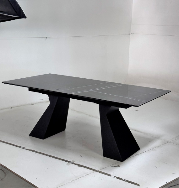 Стол БОГАРТ 200 TITANIUM BLACK PULIDO, керамика / Черный М-City