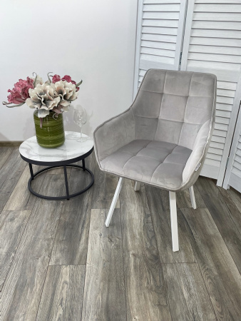 Стул MAVERICK 360 град. поворот. BLUVEL-03 LIGHT GREY, велюр/ белый каркас, М-City