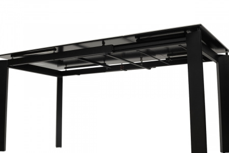 Стол CORNER 120 HIGH GLOSS STATUARIO керамика, стекло/ черный каркас, ®DISAUR