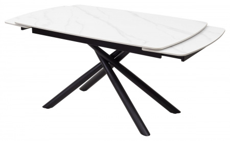 Стол RIVOLI 140 MATT WHITE MARBLE SOLID CERAMIC / BLACK, ®DISAUR