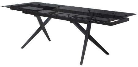 Стол ADRIA 160 SMOKED BLACK GLASS Дымчато-черное стелко/ черный каркас, ®DISAUR