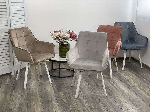 Стул MAVERICK 360 град. поворот. BLUVEL-40 BEIGE/ белый каркас, М-City
