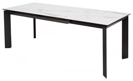 Стол CREMONA 140 MATTE STATUARIO Белый мрамор матовый, керамика/ черный каркас, ®DISAUR