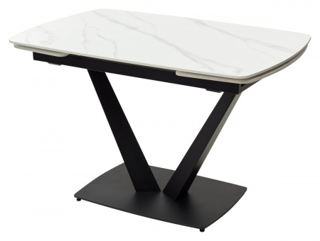 Стол ALATRI 120 MATT WHITE MARBLE SOLID CERAMIC / BLACK, ®DISAUR