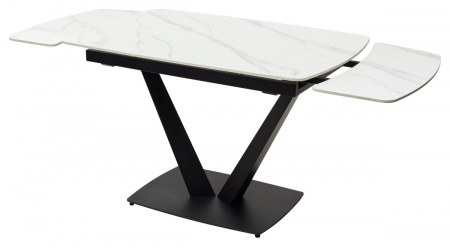 Стол ALATRI 120 MATT WHITE MARBLE SOLID CERAMIC / BLACK, ®DISAUR