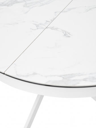 Стол TRENTO 120 HIGH GLOSS STATUARIO Белый мрамор глянцевый, керамика/ белый каркас, ®DISAUR