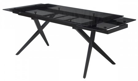 Стол ADRIA 160 SMOKED BLACK GLASS Дымчато-черное стелко/ черный каркас, ®DISAUR
