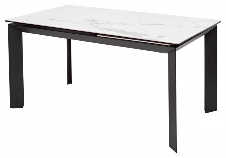 Стол CREMONA 140 HIGH GLOSS STATUARIO Белый мрамор глянцевый, керамика/ черный каркас, ®DISAUR