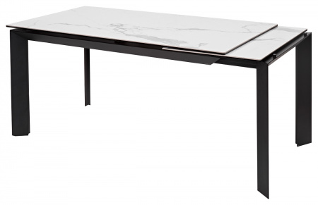Стол CREMONA 140 MATTE STATUARIO Белый мрамор матовый, керамика/ черный каркас, ®DISAUR