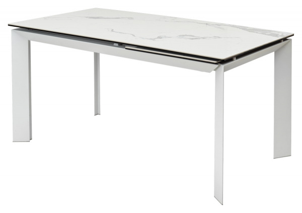 Стол CREMONA 140 MATTE STATUARIO Белый мрамор матовый, керамика/ белый каркас, ®DISAUR