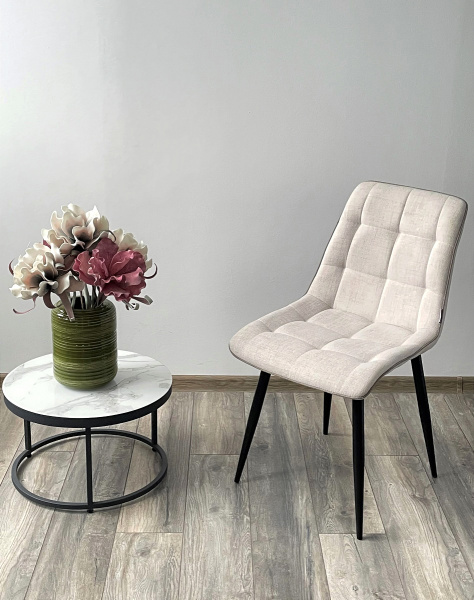 Стул CHIC HE622-01/ HE622-05 топленое молоко, ткань/ черный каркас М-City