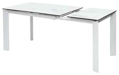 Стол CORNER 120 MATTE STATUARIO Белый мрамор матовый керамика, стекло/ белый каркас, ®DISAUR