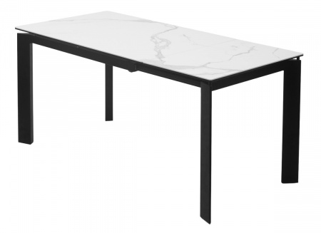 Стол CORNER 120 HIGH GLOSS STATUARIO керамика, стекло/ черный каркас, ®DISAUR