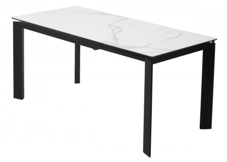 Стол CORNER 120 HIGH GLOSS STATUARIO керамика, стекло/ черный каркас, ®DISAUR