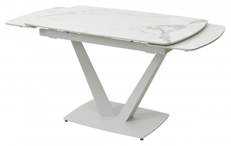 Стол ALATRI 120 GLOSS STATUARIO WHITE SOLID CERAMIC / WHITE, ®DISAUR