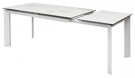 Стол CREMONA 140 HIGH GLOSS STATUARIO Белый мрамор глянцевый, керамика/ белый каркас, ®DISAUR