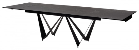 Стол RIETI 200 NERO KL-116 Черный мрамор матовый, итальянская керамика/ черный каркас, ®DISAUR