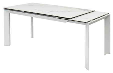 Стол CREMONA 140 HIGH GLOSS STATUARIO Белый мрамор глянцевый, керамика/ белый каркас, ®DISAUR
