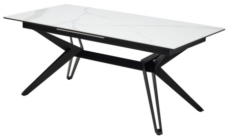 Стол URBINO 180 MATTE STATUARIO Белый мрамор матовый, керамика/ черный каркас, ®DISAUR