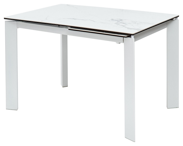 Стол CORNER 120 MATTE STATUARIO Белый мрамор матовый керамика, стекло/ белый каркас, ®DISAUR