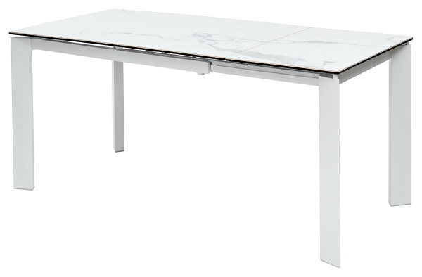 Стол CORNER 120 MATTE STATUARIO Белый мрамор матовый керамика, стекло/ белый каркас, ®DISAUR