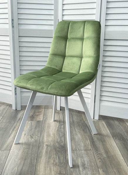 Стул CHILLI SQUARE G108-27 террариумный мох, велюр/ белый каркас М-City
